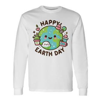 Cool Planet Earth Day Birthday Saying Happy Earth Day 2024 Long Sleeve T-Shirt - Thegiftio UK
