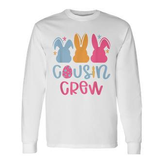 Cousin Crew Cute Bunny Rabbit Matching Easter Day Party Long Sleeve T-Shirt | Mazezy
