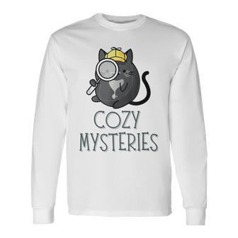 Cozy Mysteries Cute Cat Cozy Murder Mystery Cat Detective Long Sleeve T-Shirt - Monsterry CA