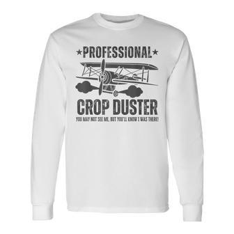 Crop Dusting Professional Crop Duster Fart Long Sleeve T-Shirt - Seseable