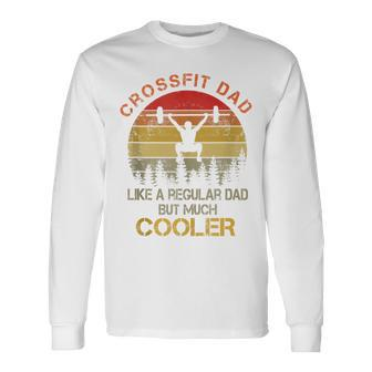 Crossfit Dad Regular Dad But Much Cool Vintage Sunset Long Sleeve T-Shirt - Monsterry