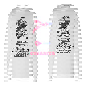 Cubanita Orgullosa Chica Cubana Con Bun Sucioso Bandera Cubana Camiseta de manga larga - Regaloses