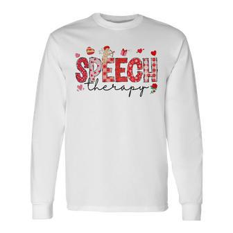 Cupid Heart With Arrow Valentines Day Speech Therapy Slp Long Sleeve T-Shirt - Seseable