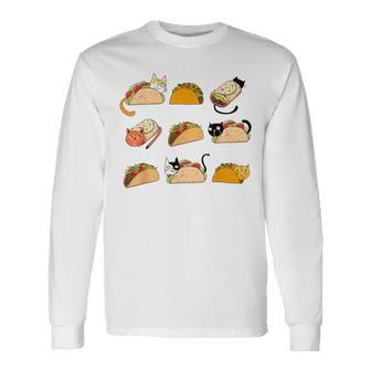 Cute Burrito Taco Cat Cinco De Mayo Taco Tuesday Cat Lovers Long Sleeve T-Shirt | Mazezy UK