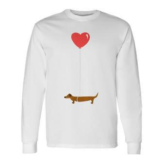 Cute Dachshund Weenie Love Balloon Dog Lover Long Sleeve T-Shirt - Monsterry CA