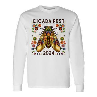 Cute Entomology Cicada Fest 2024 Broods Xix & Xiii Lover Gif Long Sleeve T-Shirt - Monsterry DE