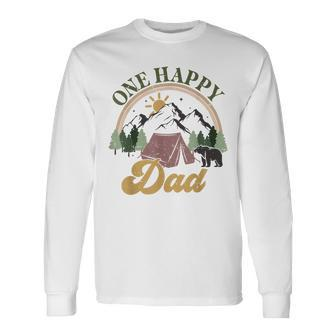 Cute One Happy Camper Birthday Decorations One Happy Dad Long Sleeve T-Shirt - Monsterry AU