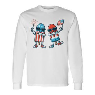 Cute Popsicle American Flag 4Th Of July Patriotic Summer Boy Long Sleeve T-Shirt - Monsterry UK