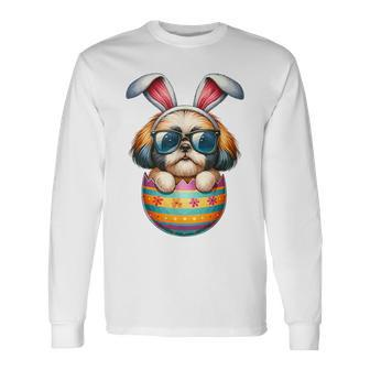Cute Shih Tzu Egg Easter Day Dog Dad Dog Mom Long Sleeve T-Shirt | Mazezy DE