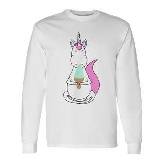 Cute Summer Unicorn Magic Ice Cream Mint & Pink S500036 Long Sleeve T-Shirt - Monsterry CA