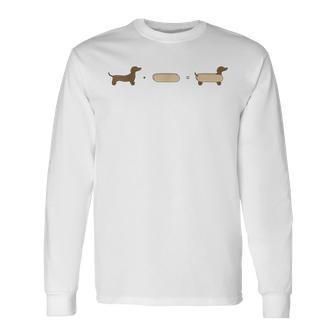 Dachshund Hot Dog Buns Minimalist Pun Joke Dachshund Owner Long Sleeve T-Shirt - Monsterry