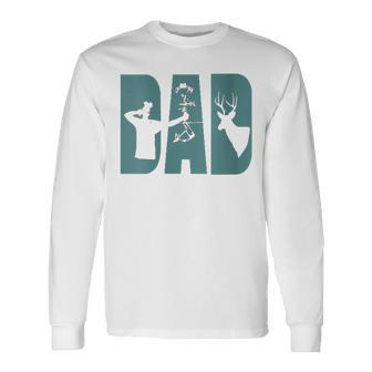 Dad Dads Father's Day Fun Novelty Simple Minmial Archery Long Sleeve T-Shirt - Thegiftio UK