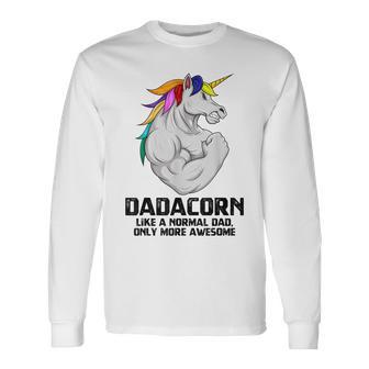 Dadacorn Muscle Dad Unicorn Fathers Day Long Sleeve T-Shirt - Monsterry DE