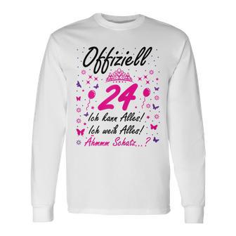 Damen 24 Geburtstag Lustig Offiziell 24 Ich Kann AllesSchatz Langarmshirts - Seseable