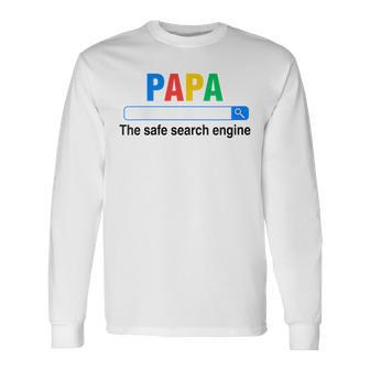 Damen Papa Die Sichere Suchmaschine Lustigeratertag Mit-Ausschnitt Langarmshirts - Geschenkecke