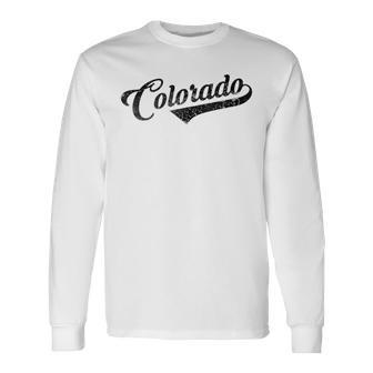 Distressed Baseball Colorado Fan Long Sleeve T-Shirt - Seseable