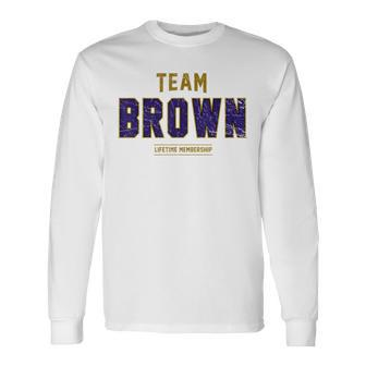 Distressed Team Brown Proud Family Surname Last Name Long Sleeve T-Shirt - Seseable