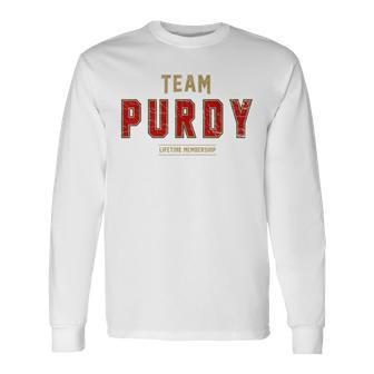 Distressed Team Purdy Proud Family Surname Last Name Long Sleeve T-Shirt - Seseable