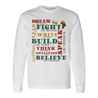 Dream Like Martin Lead Like Harriet Black History Month Afro Long Sleeve T-Shirt - Monsterry AU