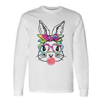 Easter Day Bunny With Bandana Heart Glasses Bubblegum Long Sleeve T-Shirt | Mazezy