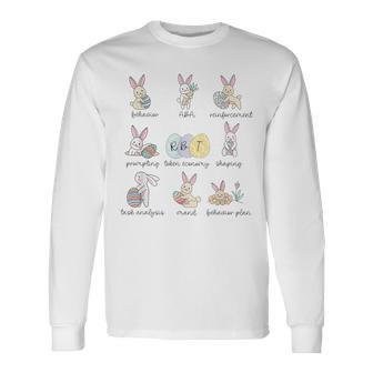 Easter Rbt Bunnies Behavior Analyst Aba Behavior Squad Long Sleeve T-Shirt | Mazezy