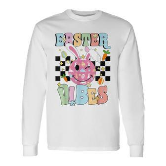 Easter Vibes Smiles Happy Face Bunny Happy Easter Boys Girls Long Sleeve T-Shirt - Seseable