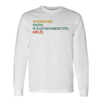 Ehemann Papa Räuchermeister Held Retro Grillmeisterintage Raglan Langarmshirts - Geschenkecke