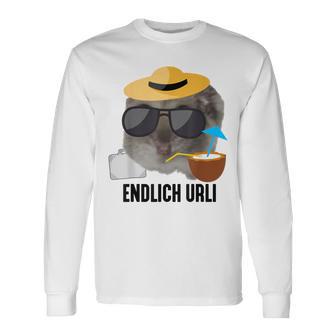 Endlich Urli X Sad Hamster Meme Party Ferien Urlaub Sommer Langarmshirts - Geschenkecke