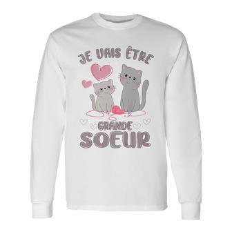 Enfant Je Vais Être Grande Soeur Chat Future Grande Soeur T-shirt à manches longues - Cadeauxyz