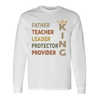 Father's Day African American Father Leader Black King Dad Long Sleeve T-Shirt - Monsterry