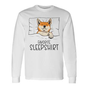 Favorite Sleep Napping Dog Shiba Inu Pajama Long Sleeve T-Shirt - Monsterry UK