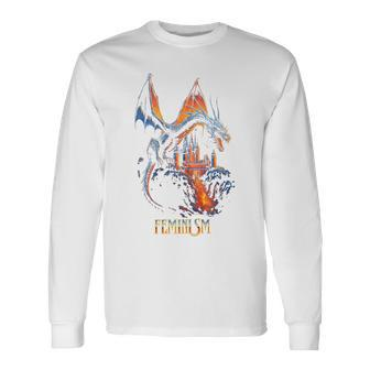 Feminism Dragon Fantasy Vintage Long Sleeve T-Shirt - Monsterry DE
