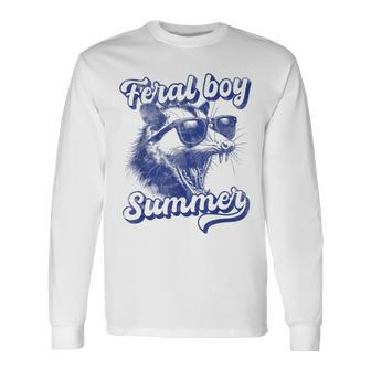 Feral Boy Summer Opossum Vintage Meme Long Sleeve T-Shirt - Monsterry