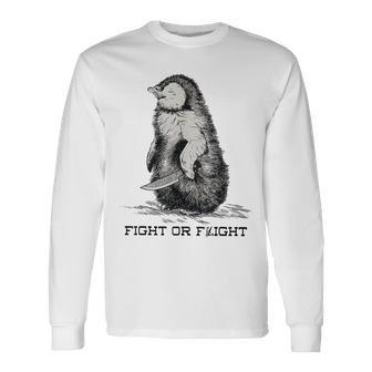 Fight Or Flight Penguin Pun Meme Long Sleeve T-Shirt - Seseable