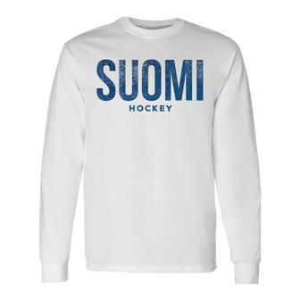 Finland Suomi Hockey Distressed Vintage Retro T Long Sleeve T-Shirt - Monsterry UK