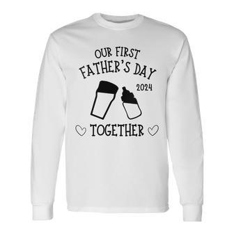 Our First Father's Day Together 2024 Cute Dad Beer Lover Long Sleeve T-Shirt - Thegiftio UK