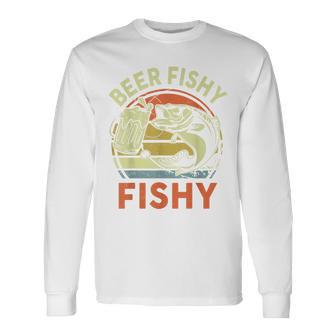 Fishing Beer Fishy Bass Fish Fisherman Dad Hooker Long Sleeve T-Shirt - Monsterry