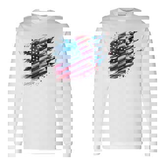 Flying Jets American Flag Usa Patriotic 4Th Of July Long Sleeve T-Shirt - Thegiftio