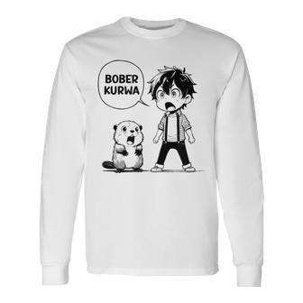 Bóbr Bober Kurwa Internet Meme Anime Manga Beaver Langarmshirts - Seseable
