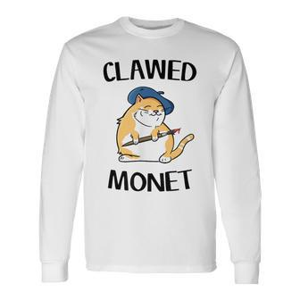 Cat French Artist Painting Clawed Monet Long Sleeve T-Shirt - Monsterry CA