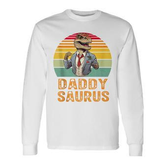 Daddy Saurus T-Rex Dinosaur Father's Day Family Saurus Long Sleeve T-Shirt - Seseable
