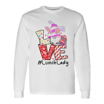 Easter Cute Easter Gnome Love Lunch Lady Women Long Sleeve T-Shirt - Thegiftio UK