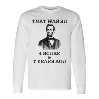 Hipster Abe Lincoln Vintage Style Distressed T Long Sleeve T-Shirt - Monsterry CA