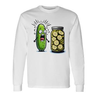 Pickle Surprise A Cucumber And A Jar Of Sliced Pickles Long Sleeve T-Shirt - Seseable