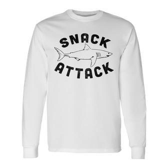 Shark Great White Foodie Snack Attack Long Sleeve T-Shirt - Monsterry DE