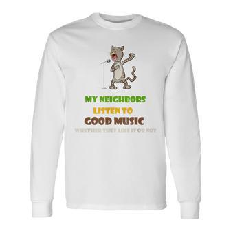 Singing Cat Awesome For Music Lover Long Sleeve T-Shirt - Monsterry AU