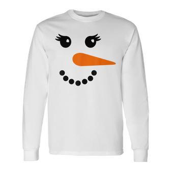 Snowman Face Family Matching Christmas Costume Long Sleeve T-Shirt - Seseable