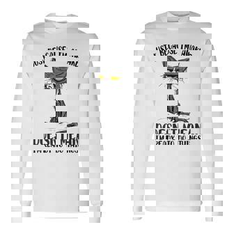 Fuuny Cat Lover Just Because I'm Awake Cat Humor Cat Lover Long Sleeve T-Shirt - Thegiftio