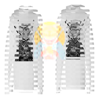 Gato Ninja Japonés Kawaii Chausie Cat Samurai Sin Mangas Camiseta de manga larga - Regaloses