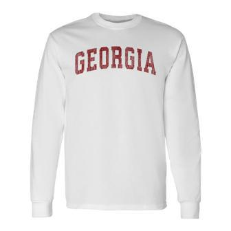 Georgia Ga Vintage Athletic Sports Red Style Long Sleeve T-Shirt - Monsterry
